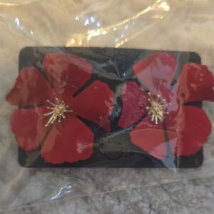 Red Floral Hair Clips